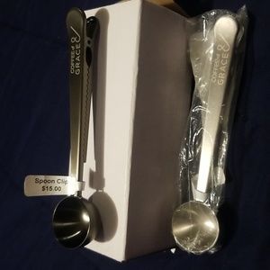 Coffee scoop with clip stainless steel Black and chrome available